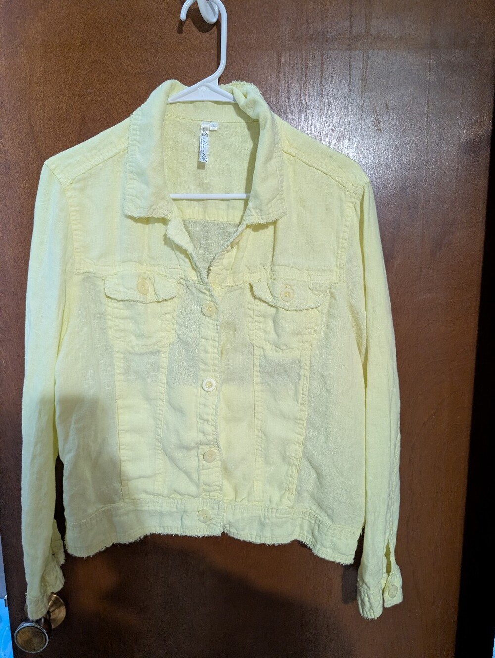 Lulu-B Light Yellow Womens Button-Front Jean Jacket